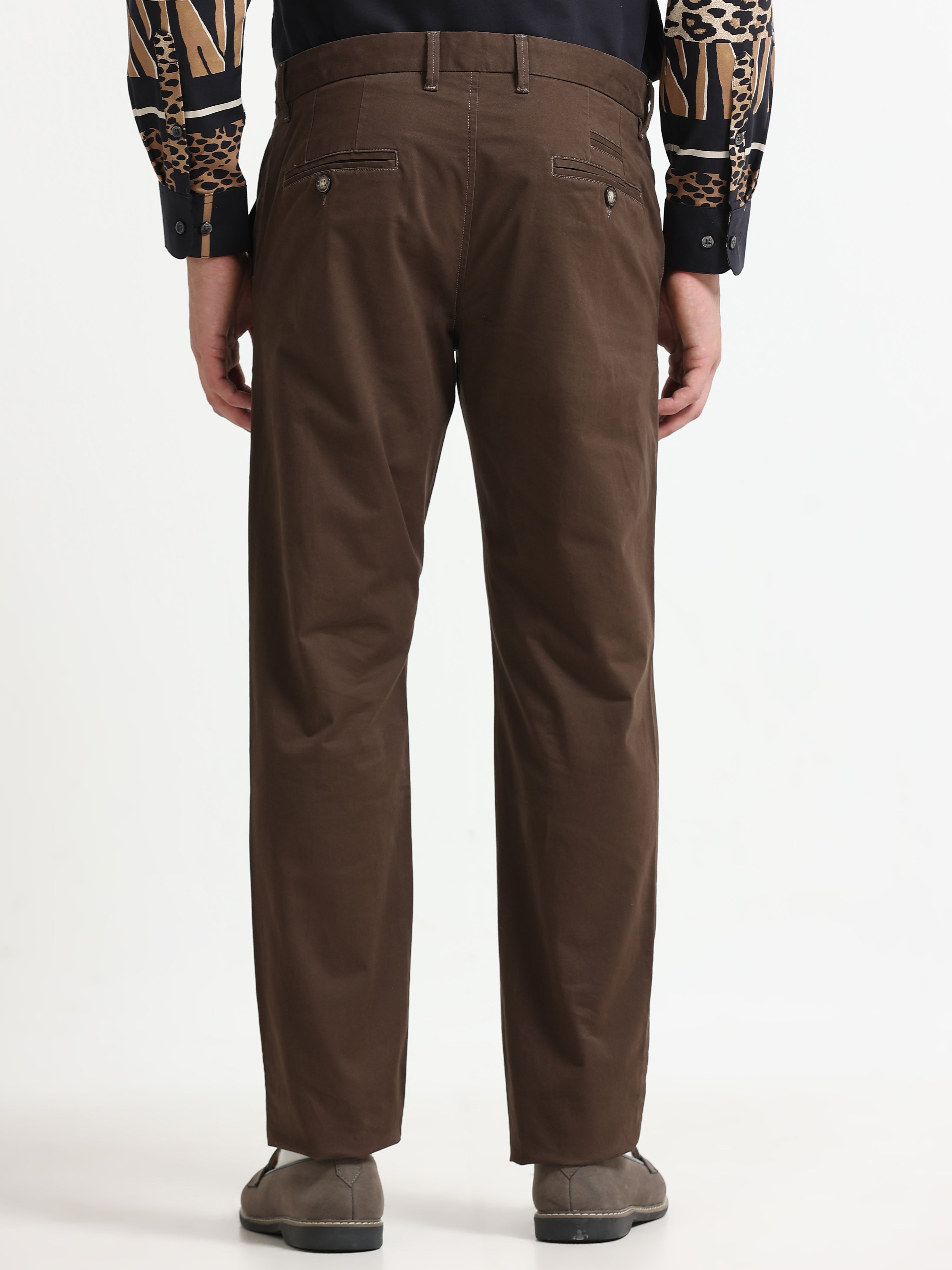 DARK BROWN CONVERSE COTTON LYCRA STRECTH TROUSERS