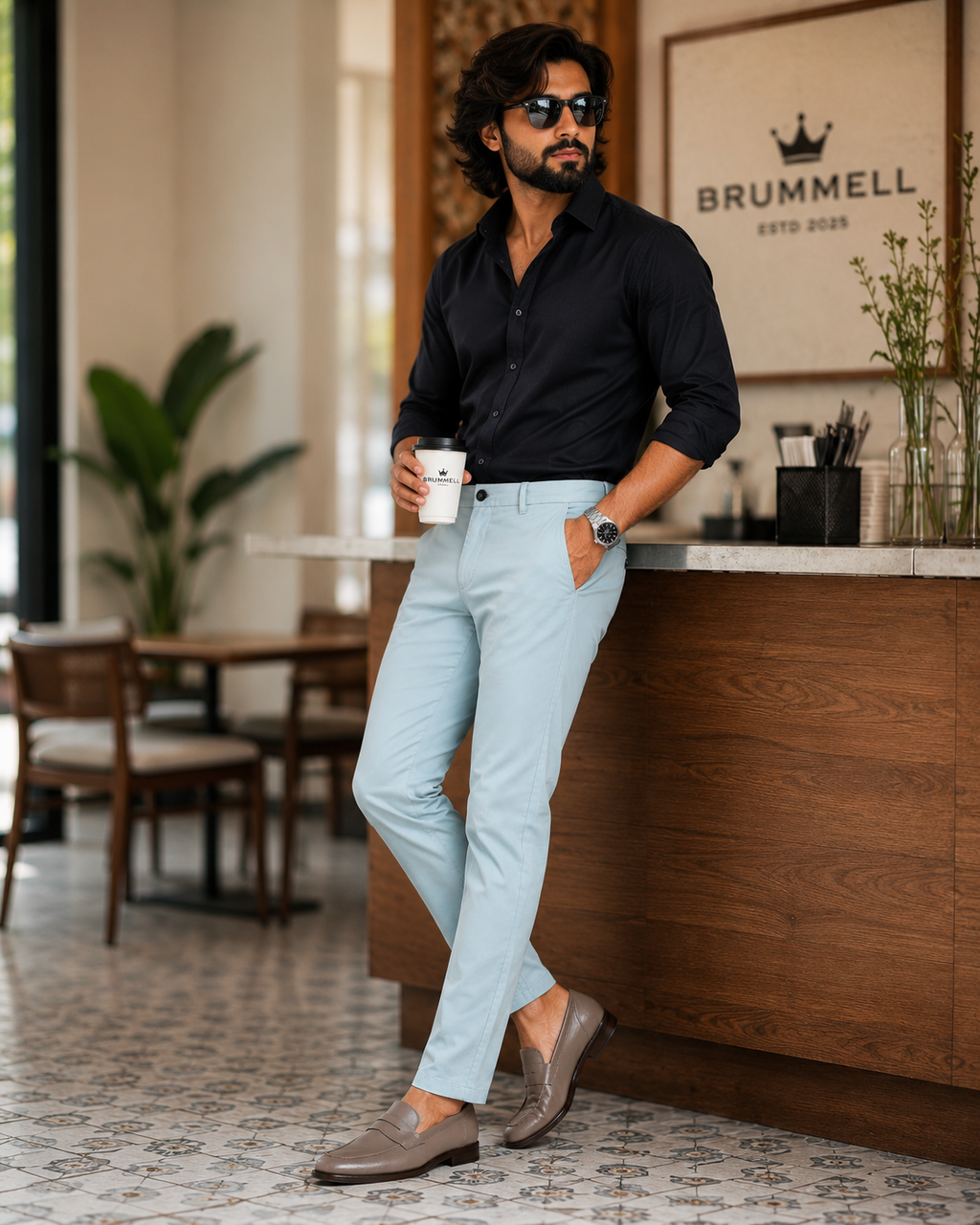 Bluish Grey Twill Trouser