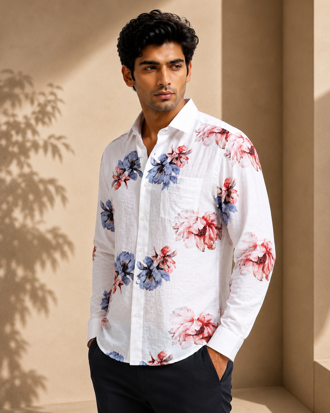 Ethereal Flora Cotton Crinkle Printed Shirt