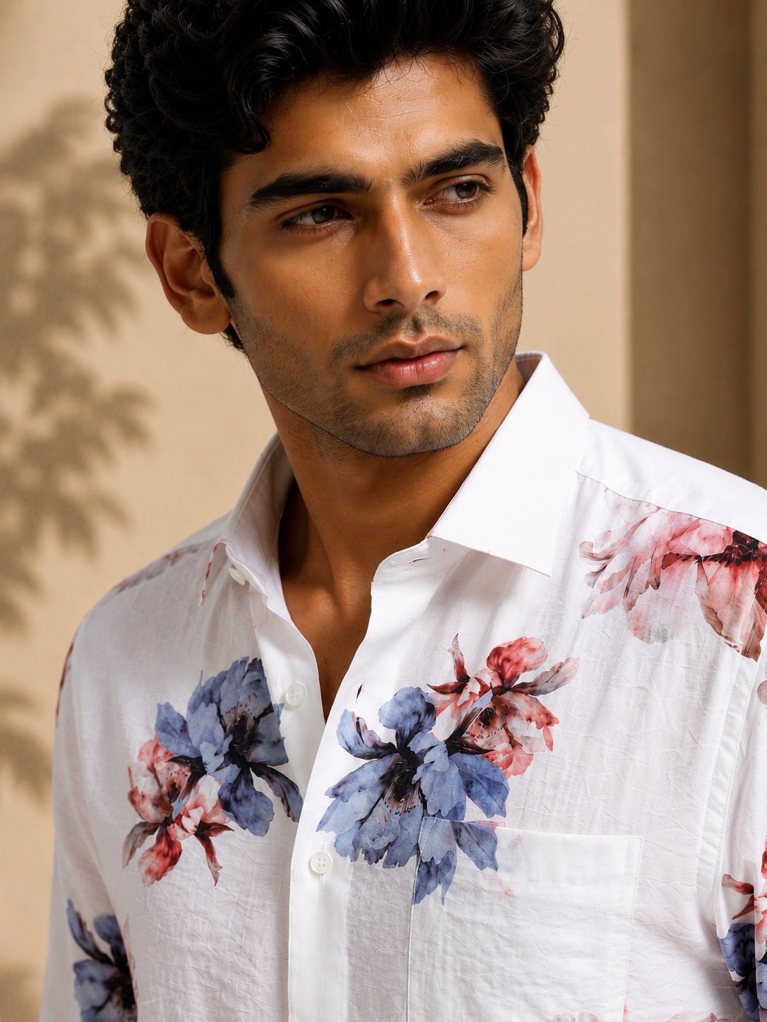 Ethereal Flora Cotton Crinkle Printed Shirt
