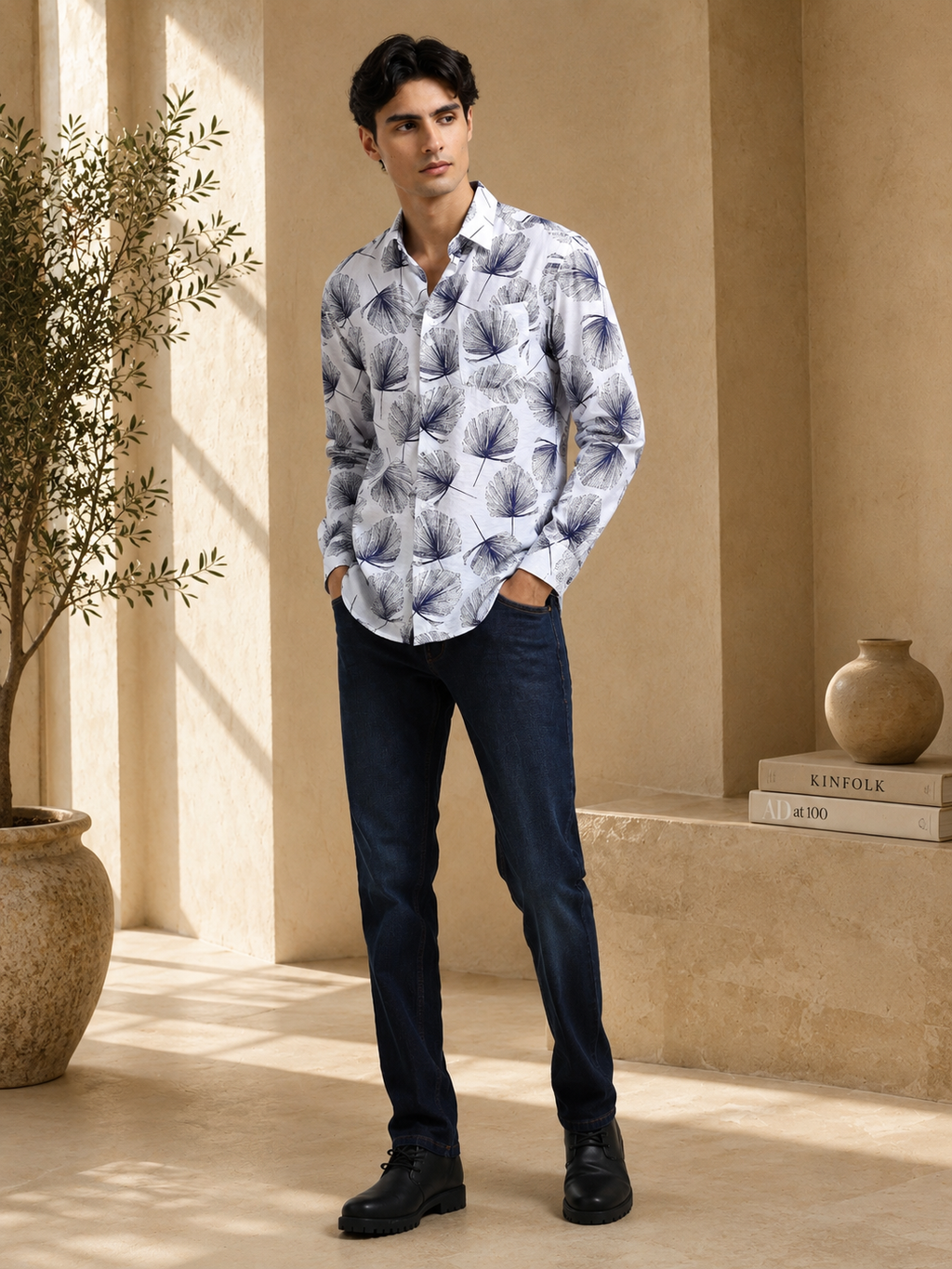 Lavender Mist Abstract Meridian Printed Shirt