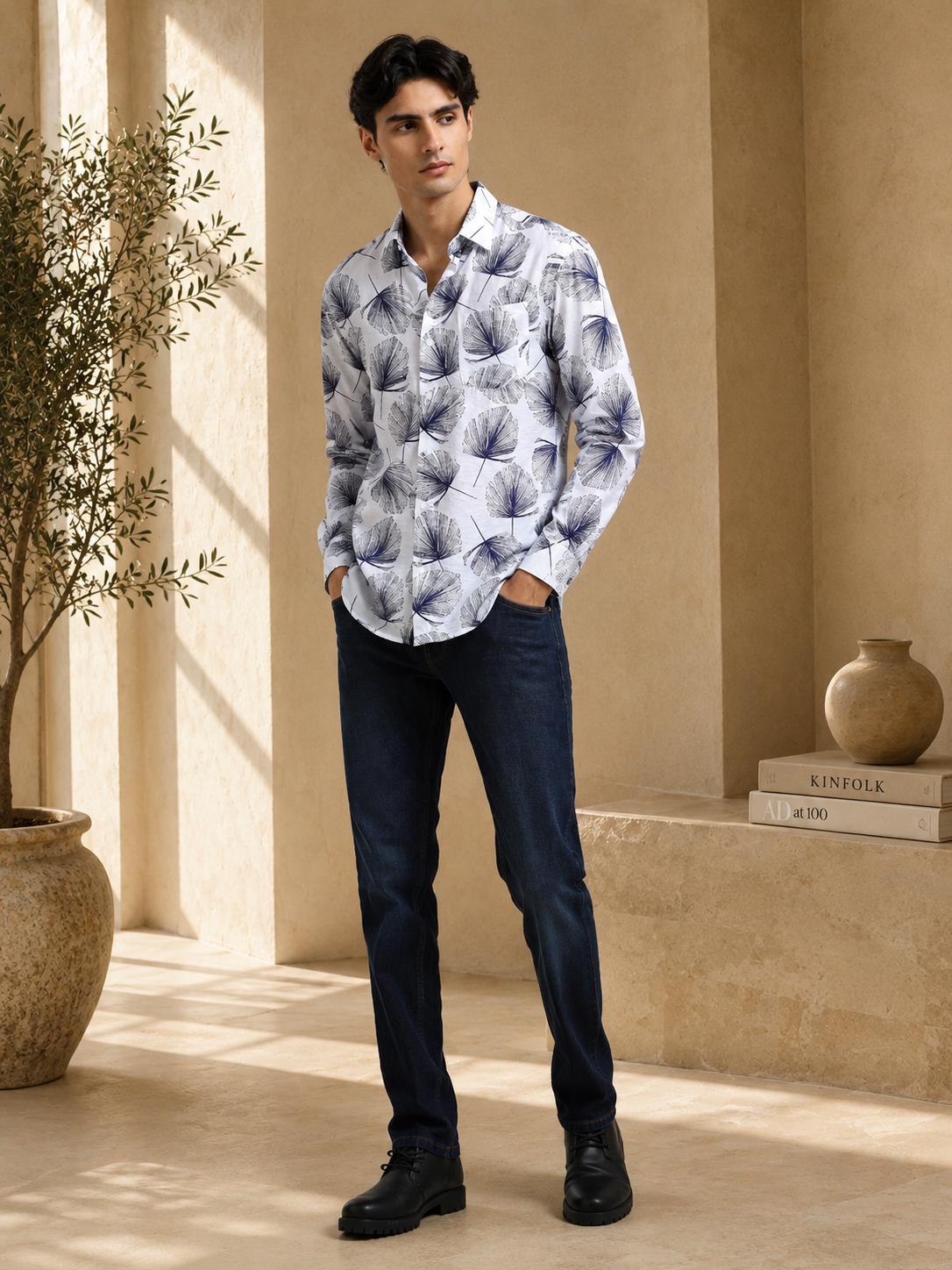 Lavender Mist Abstract Meridian Printed Shirt