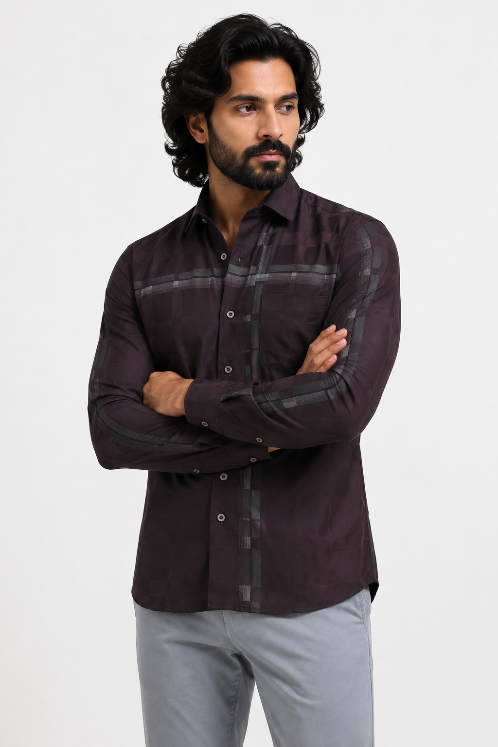 Espresso Checker Jacquard Shirt