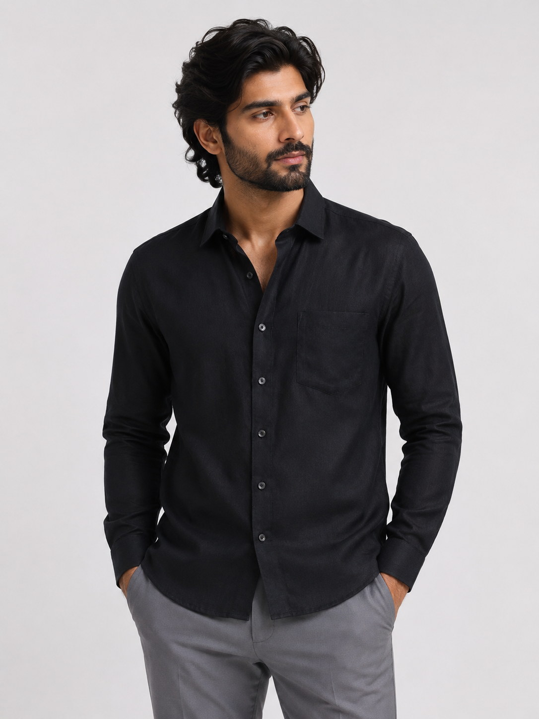 Midnight Black Linen Shirt