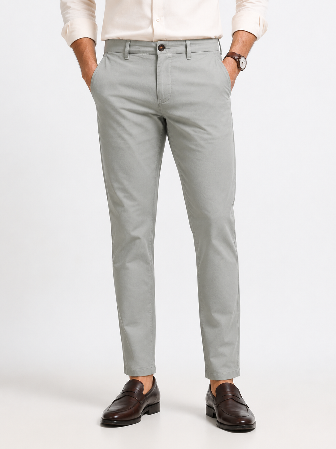 Olive Grey Stretch Trouser