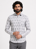 Silver Shadow Floral Checkerboard Jacquard Shirt