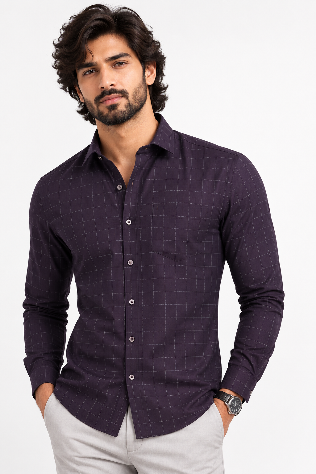 Aubergine Tectonic Jacquard Shirt