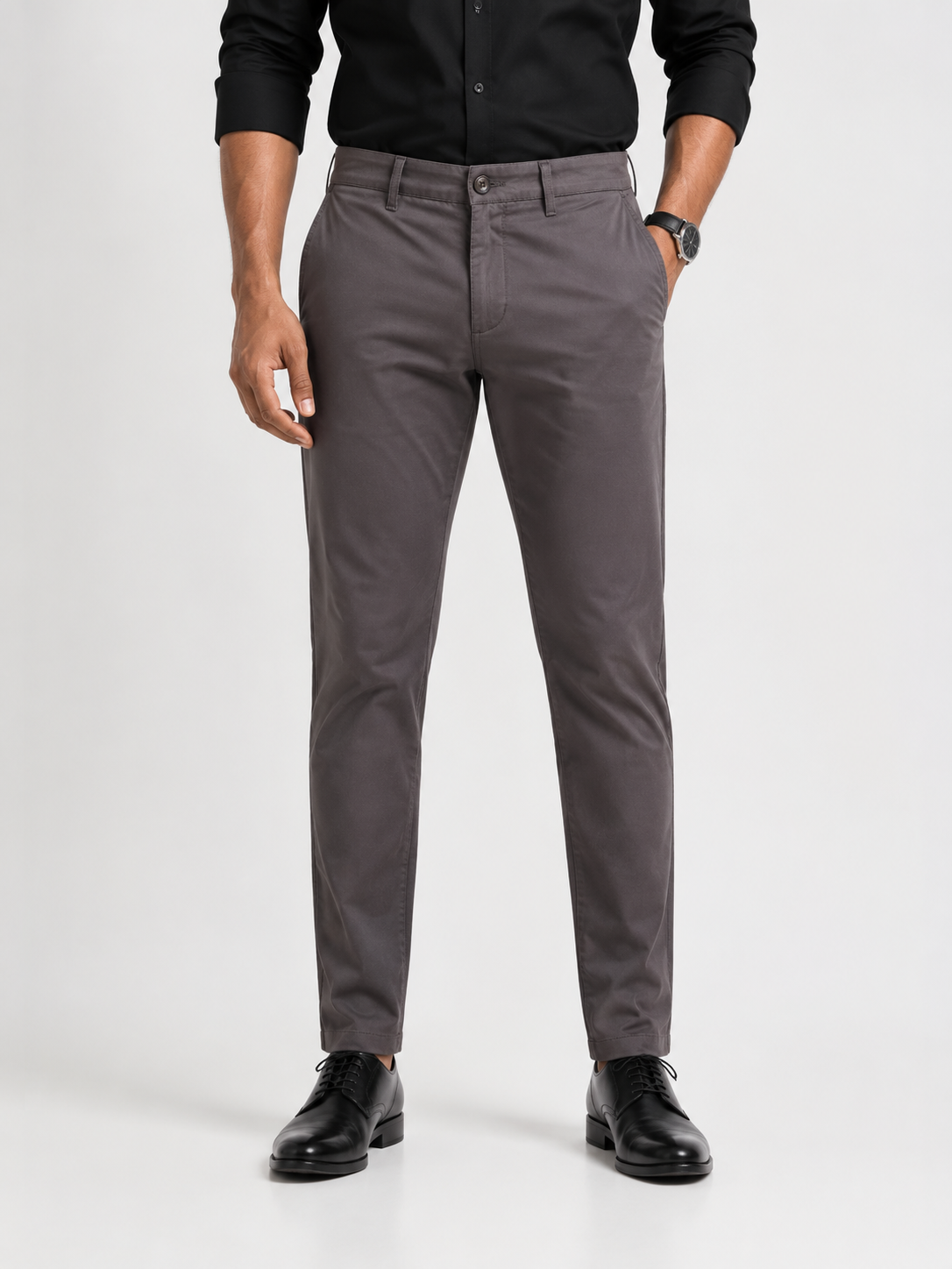 Cement Grey Cotton Trouser