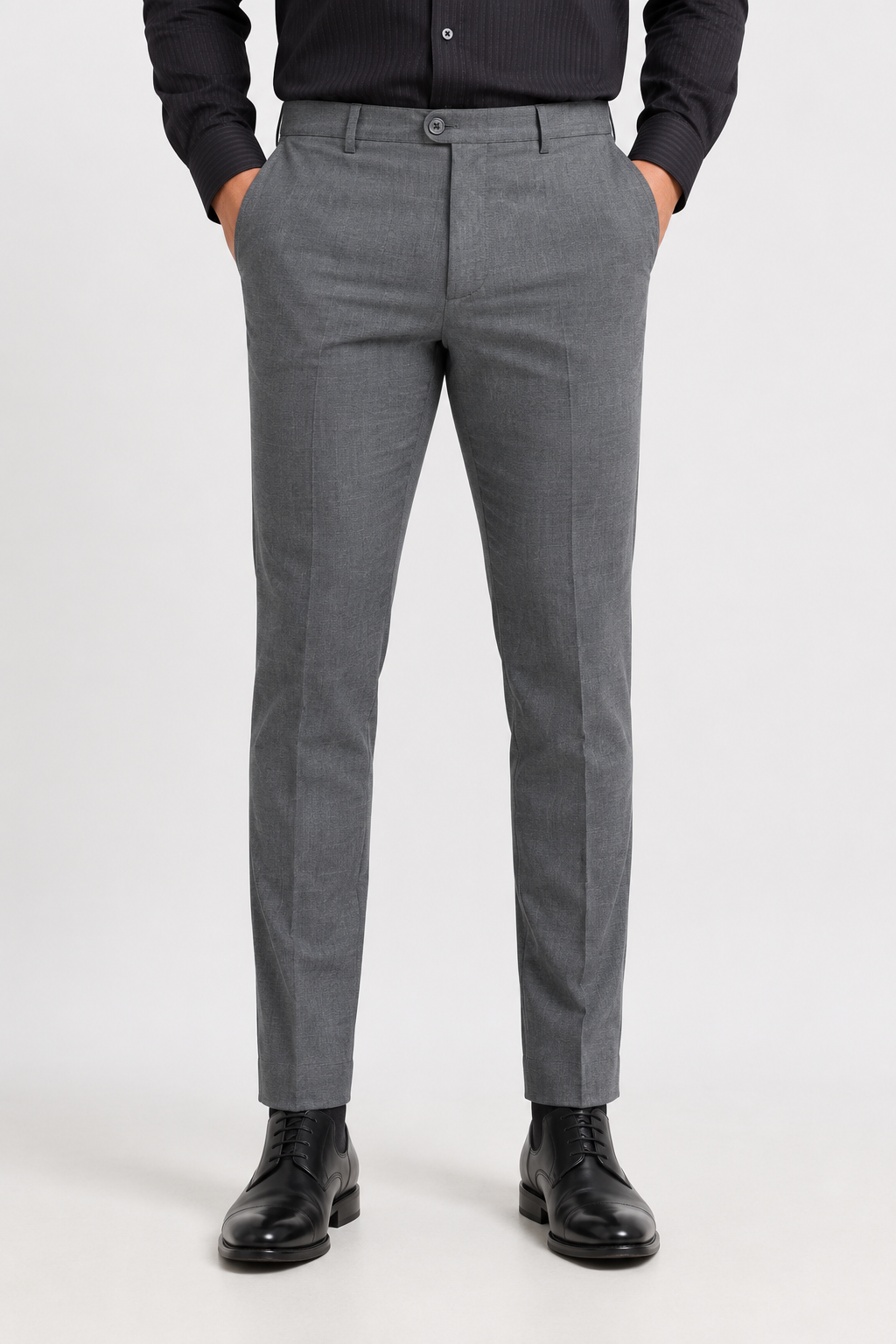 Grey Check 4-Way Stretch Formal Trouser