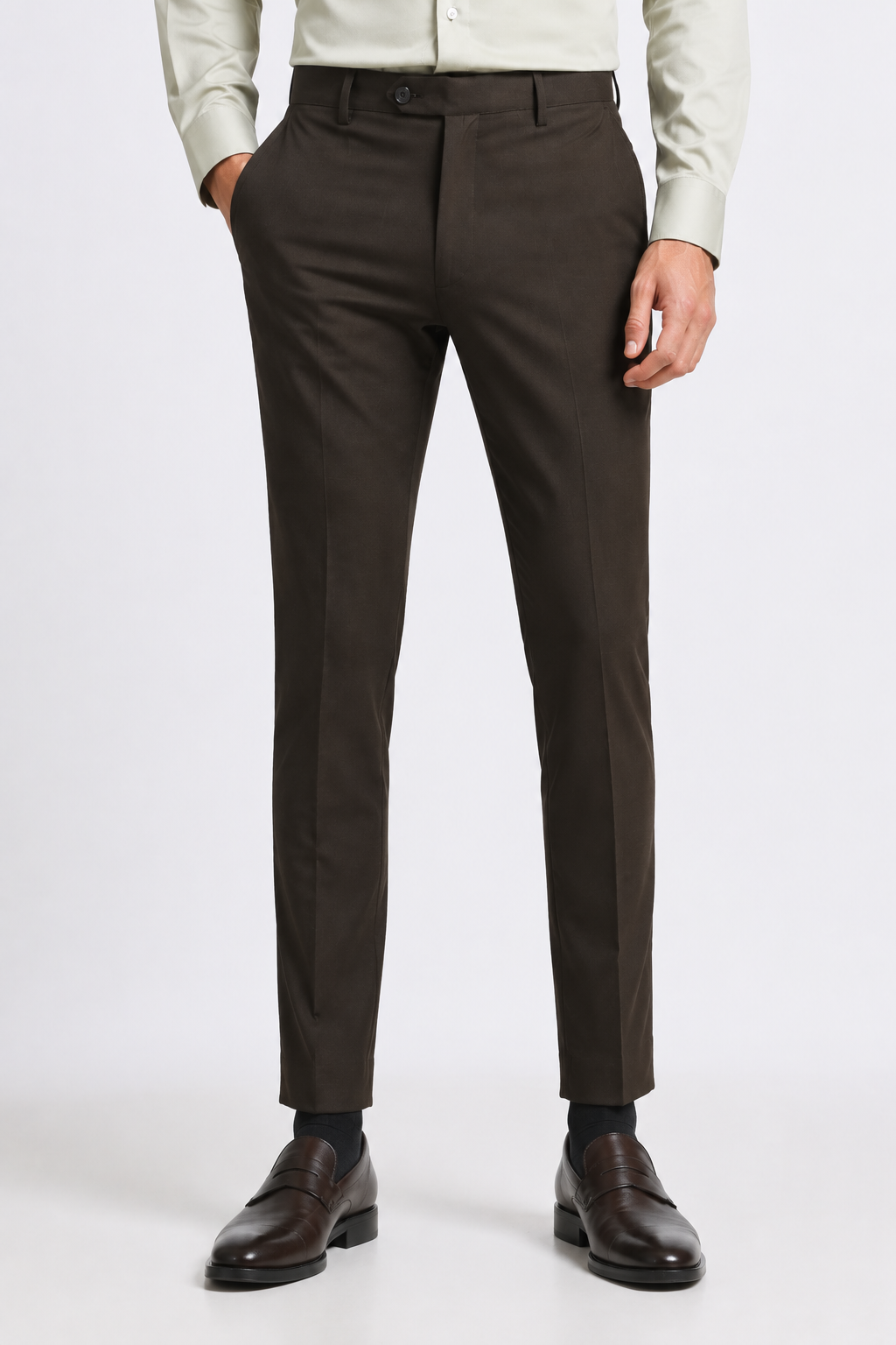 Brown 4-Way Stretch Formal Trouser