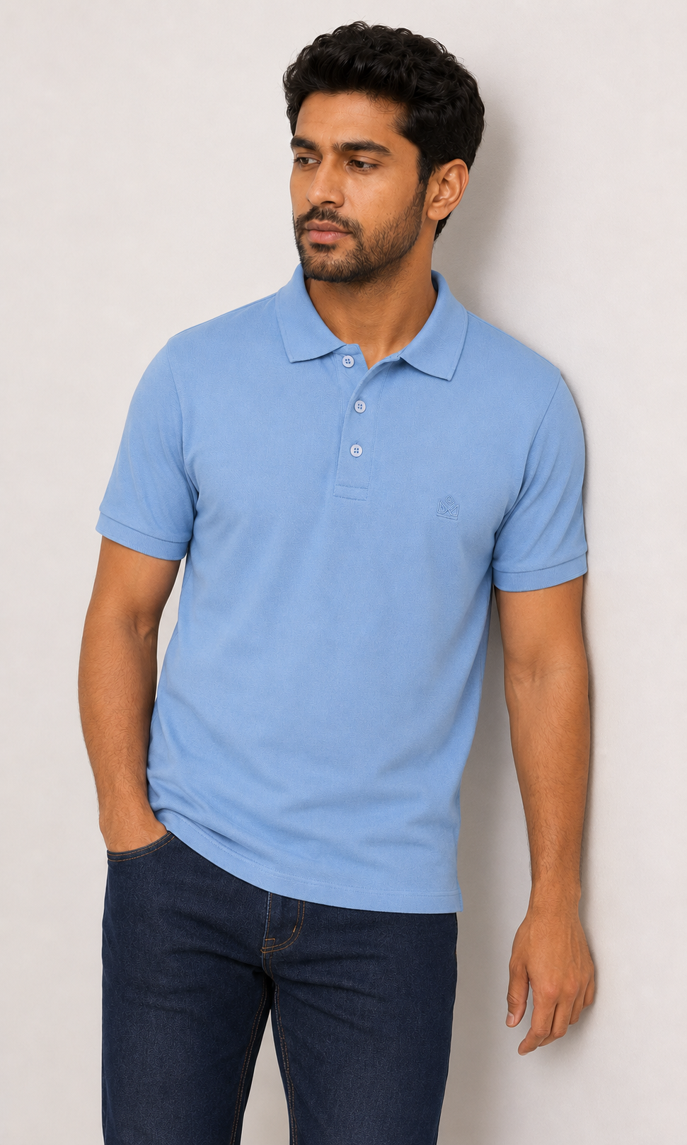Skyline Blue Premium Piqué Polo T-Shirt