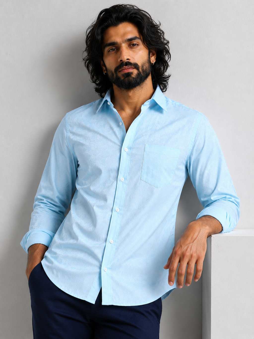 Arctic Blue Jacquard Shirt