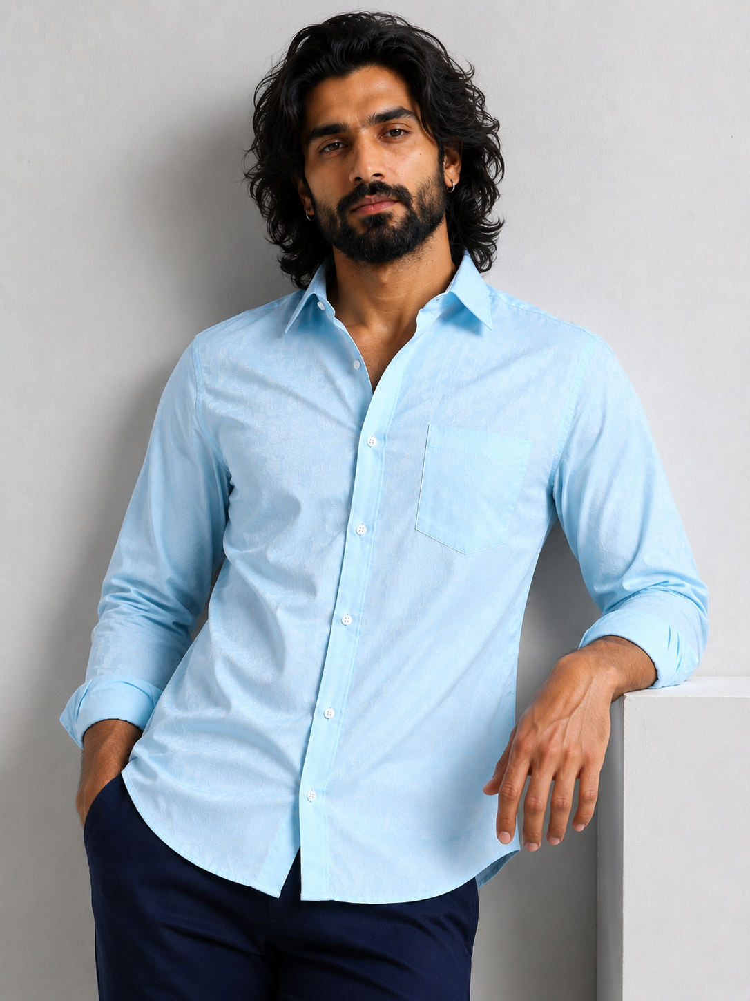 Arctic Blue Jacquard Shirt