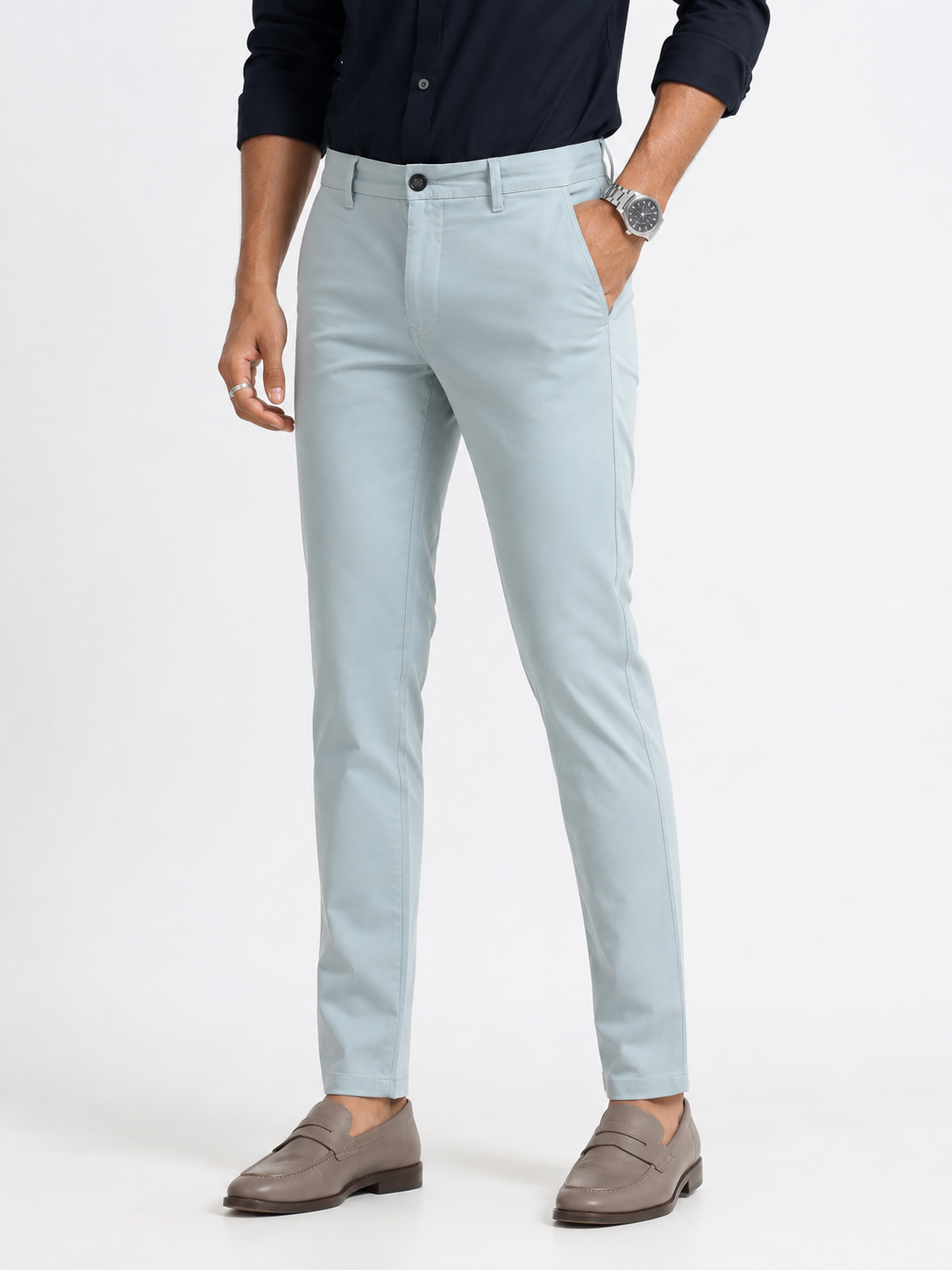 Bluish Grey Twill Trouser