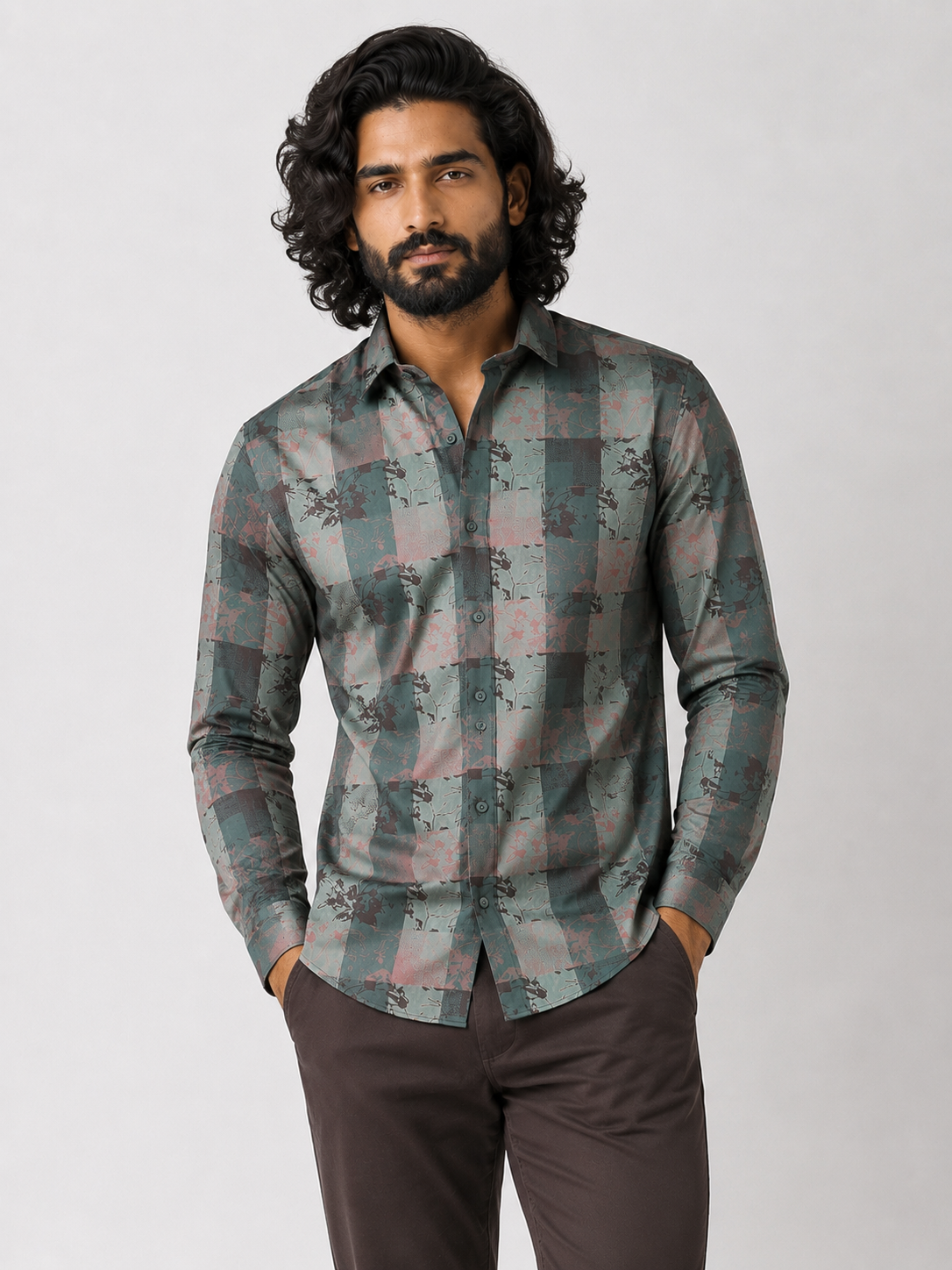 Abstract Forest Jacquard Shirt