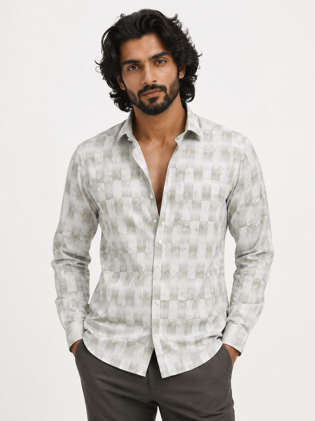 Shadow Flora Checkerboard Jacquard Shirt