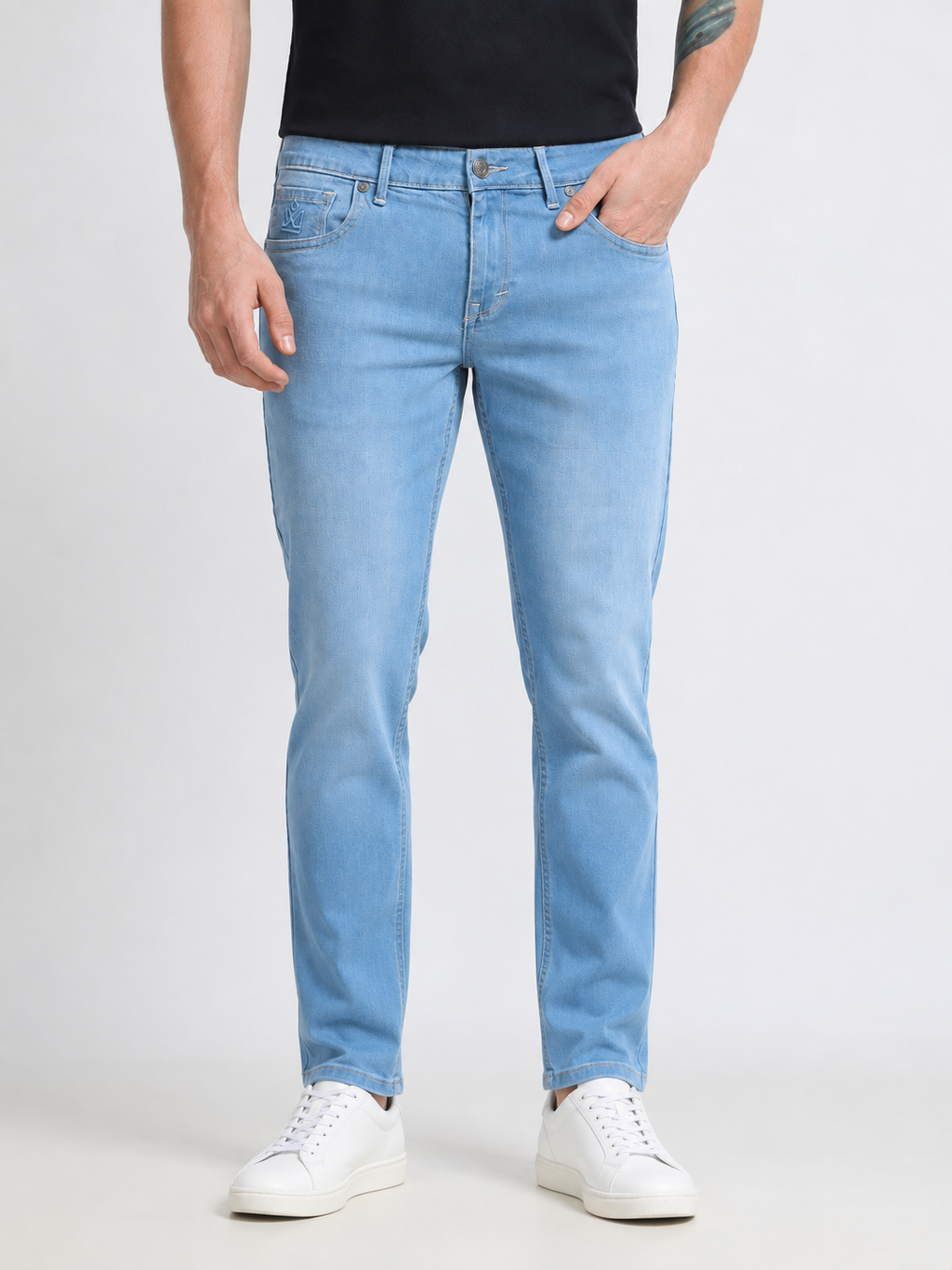 Sky Blue Washed Slim Fit Denim