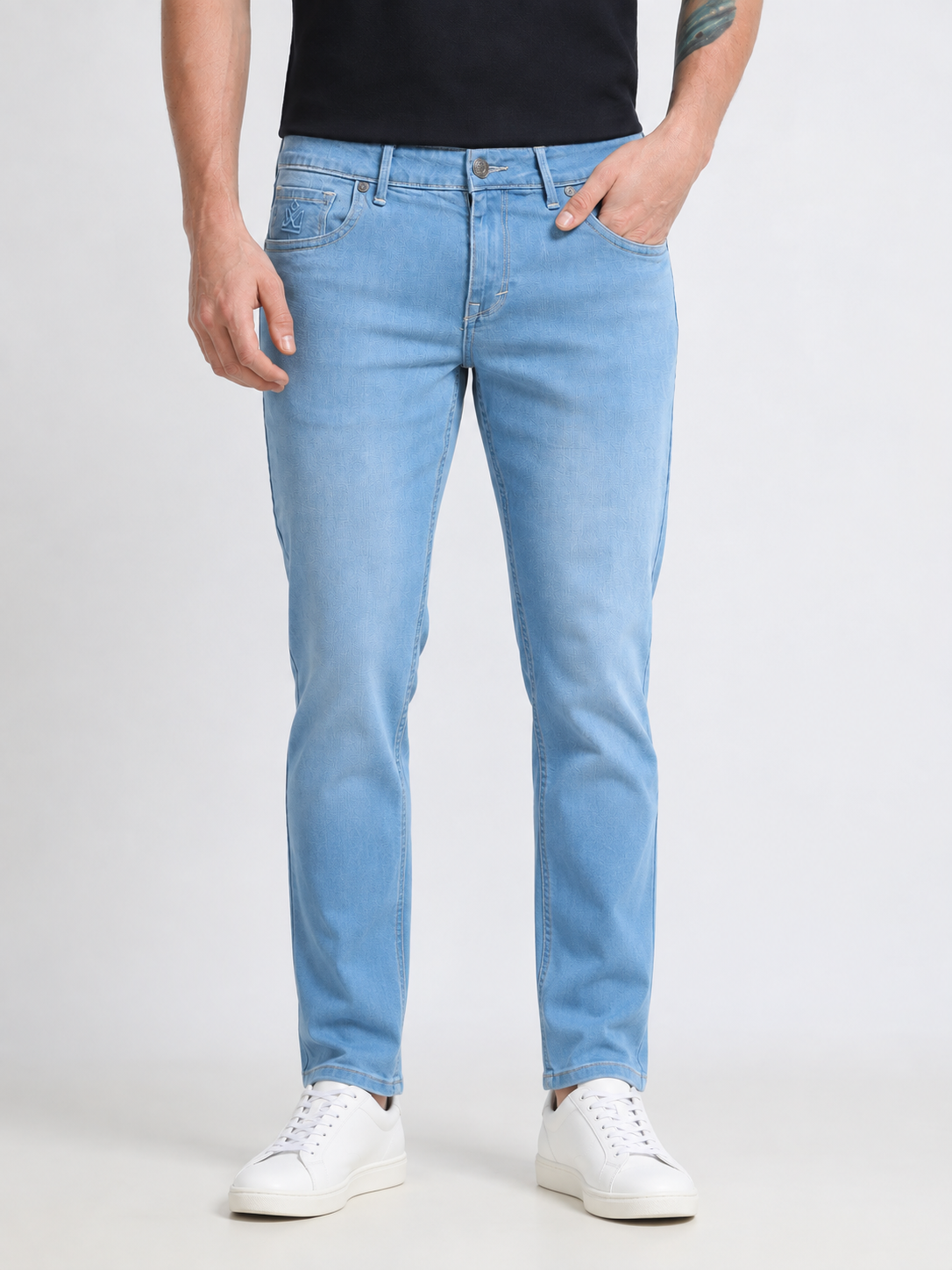 Sky Blue Washed Slim Fit Denim