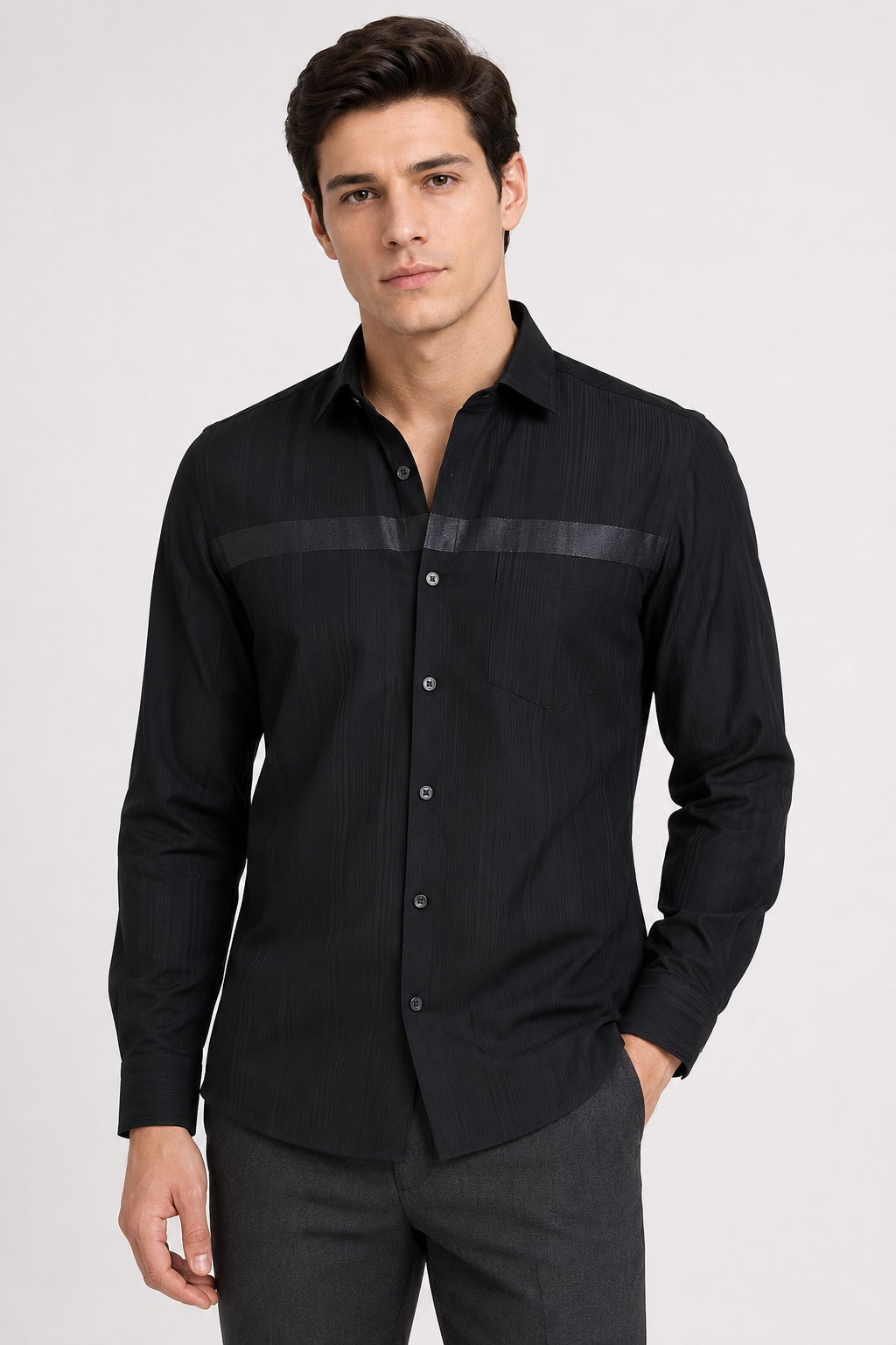Midnight Linear Signature Jacquard Shirt