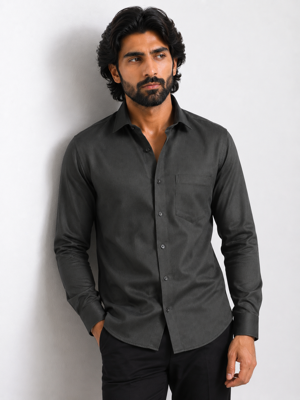 Nocturnal Olive Artisan Textured Shirt