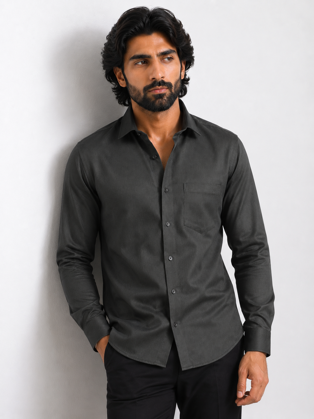 Nocturnal Olive Artisan Textured Shirt