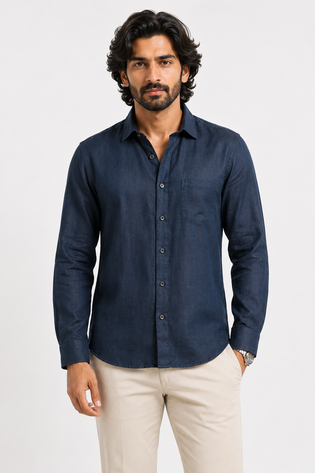 Midnight Blue Linen Shirt