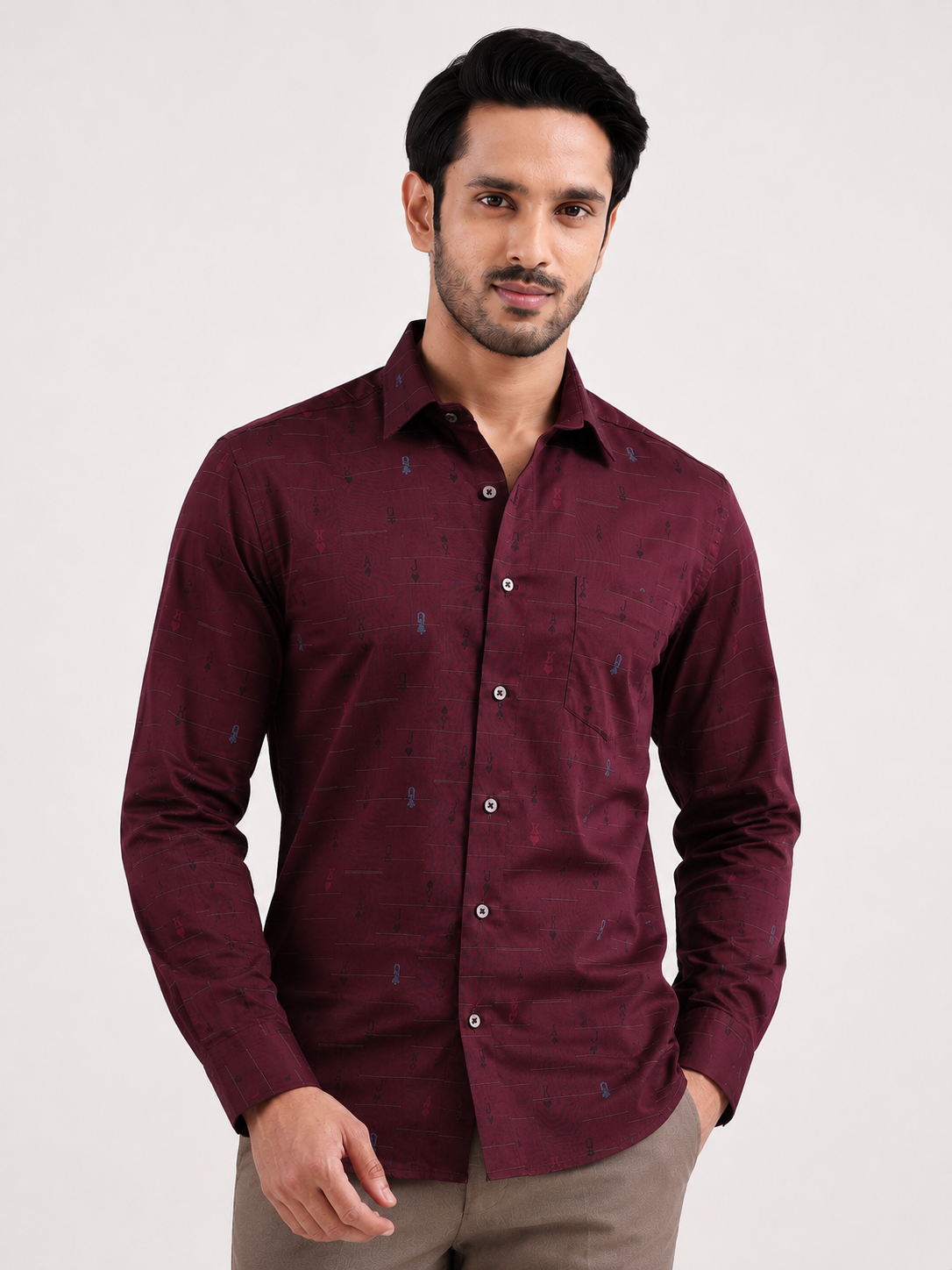 Crimson Cipher Jacquard Shirt