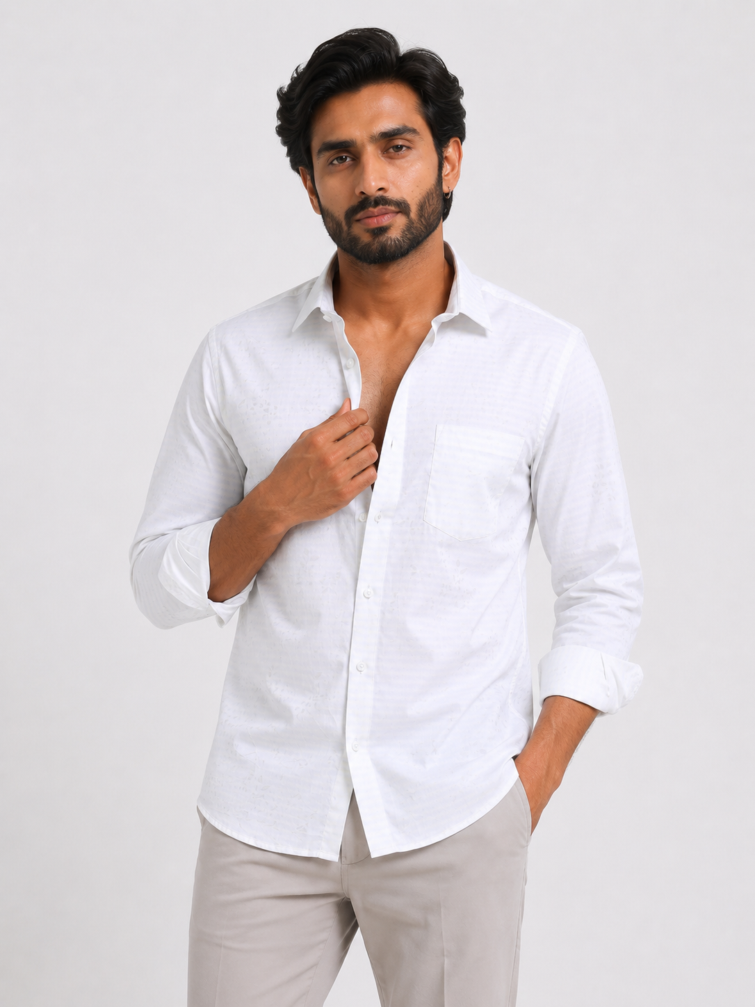 Ivory Bloom Jacquard Shirt