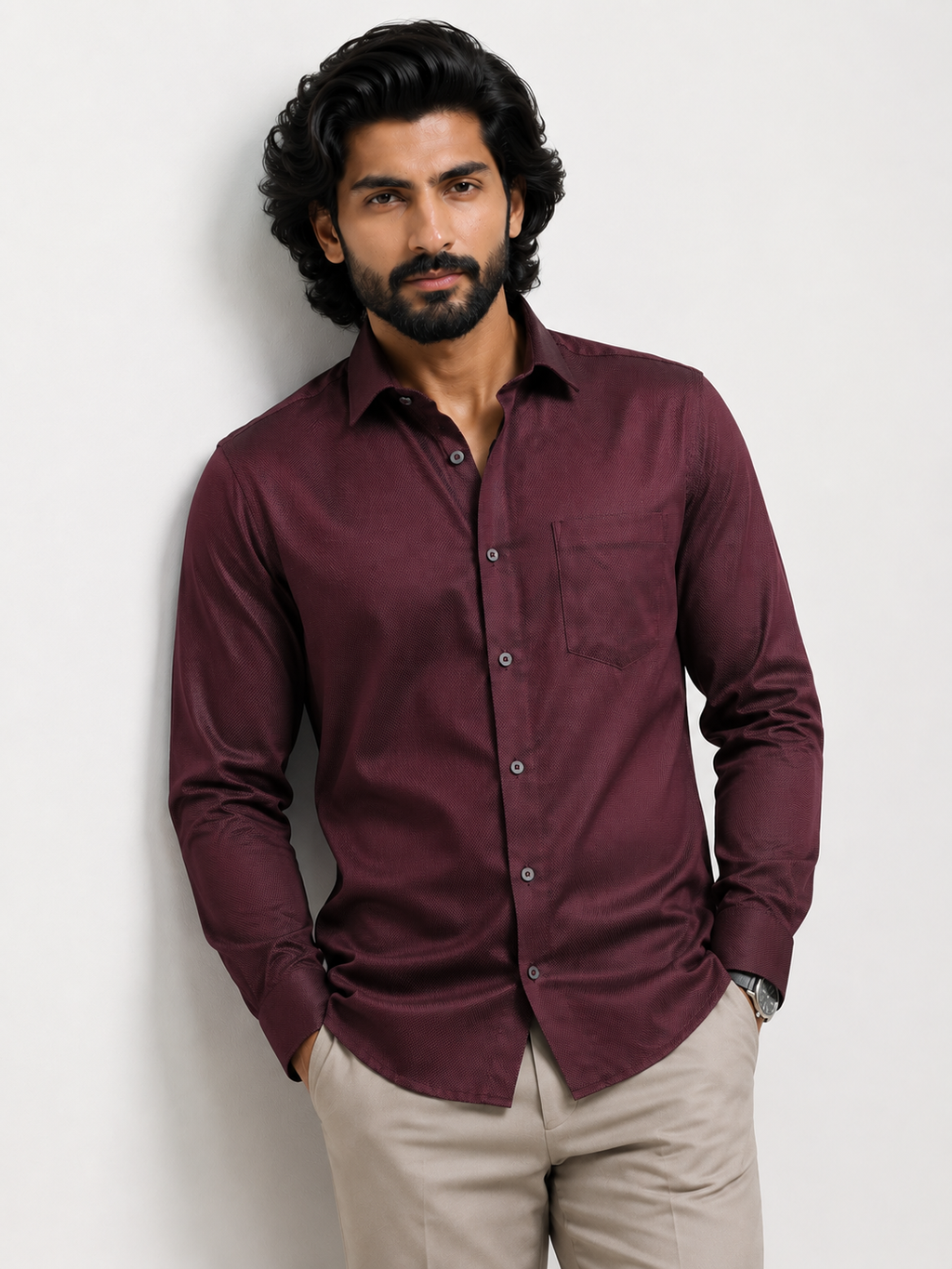 Oxblood Royale Textured Shirt