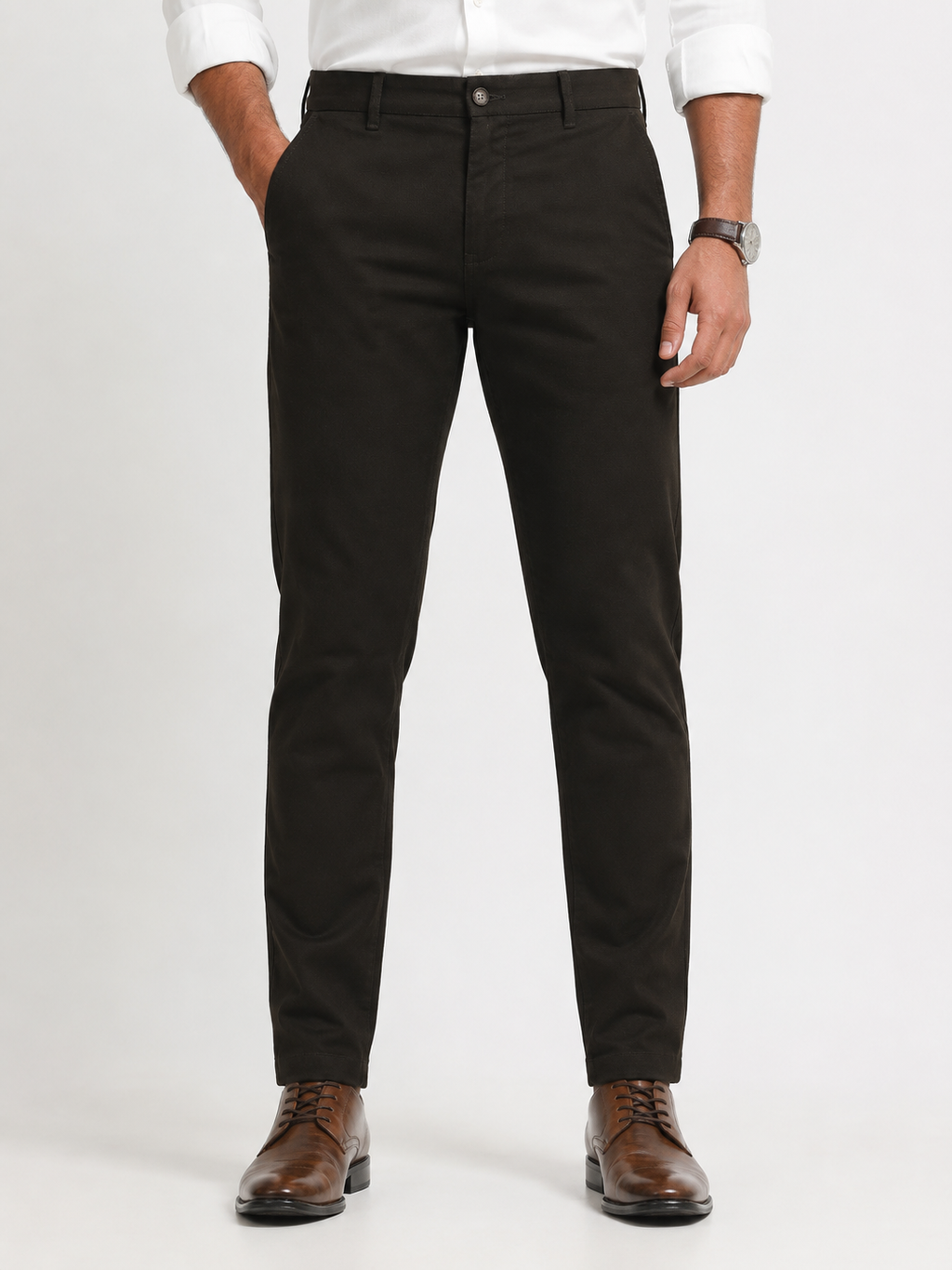 Dark Olive Brown Dobby Trouser