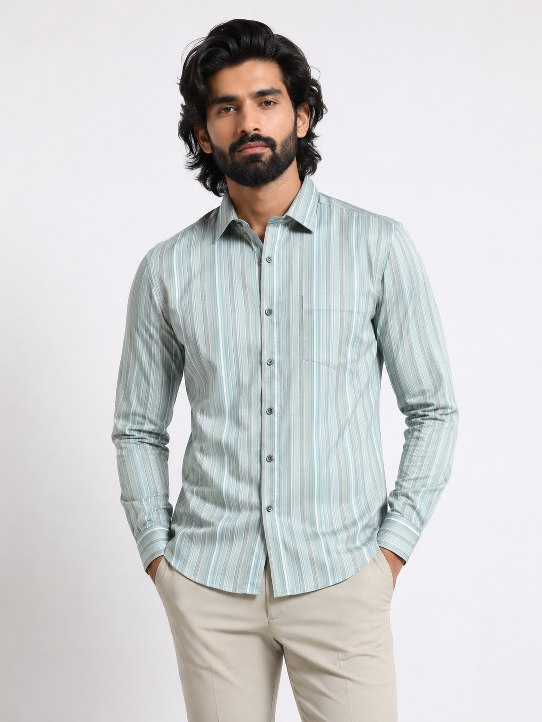 Glacier Olive Jacquard Artisan Shirt