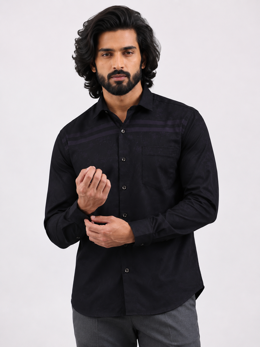 Midnight Grid Jacquard Shirt