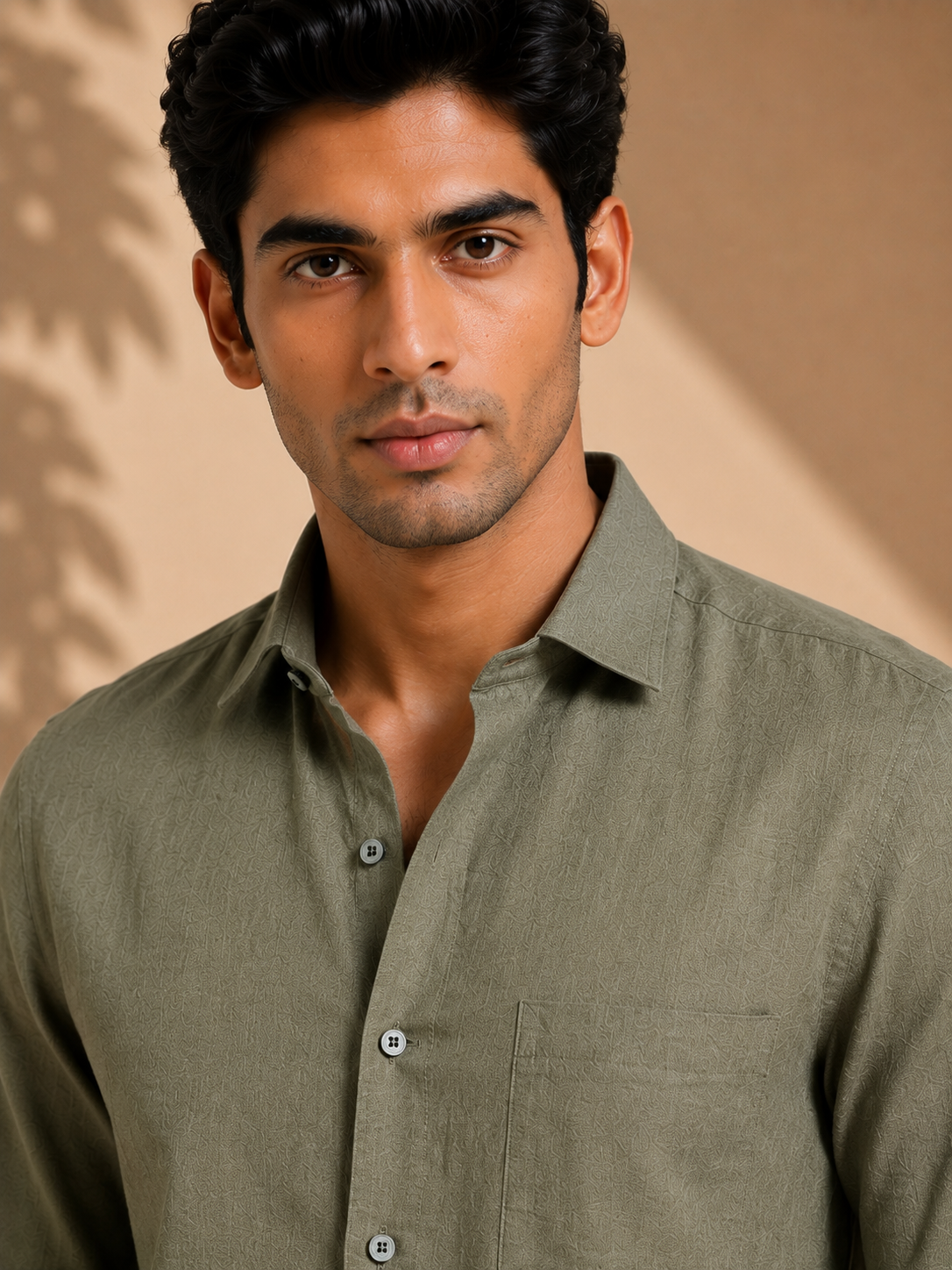 Rustic Olive Essential Linen Solid Shirt