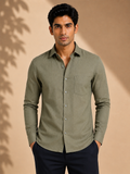 Rustic Olive Essential Linen Solid Shirt