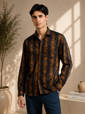 Midnight Copper Ornamental Floral Stripe Shirt