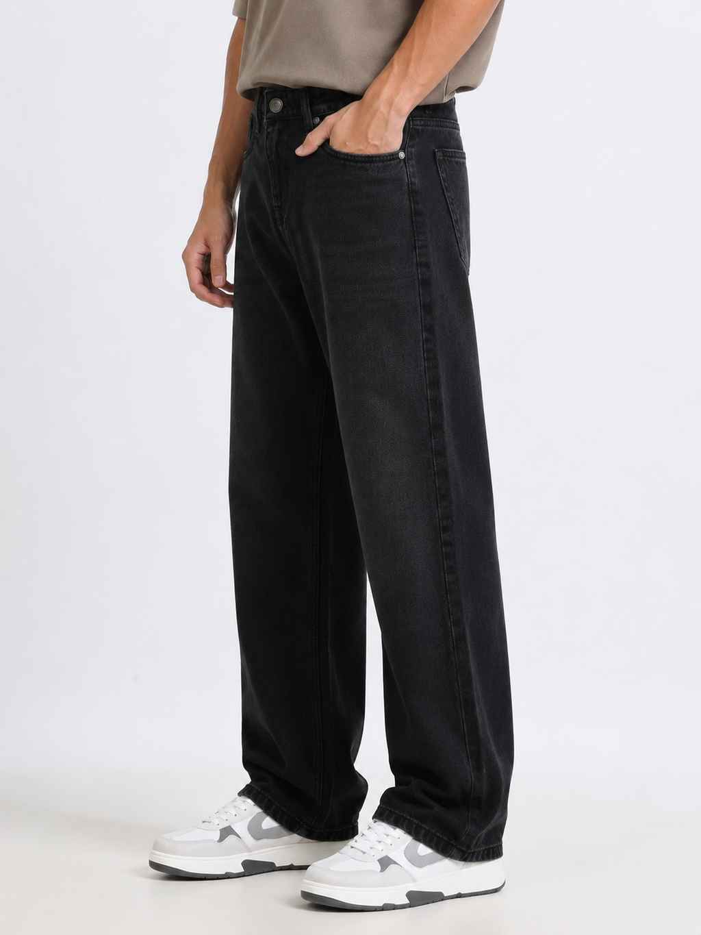 Charcoal Black Baggie Fit Denim
