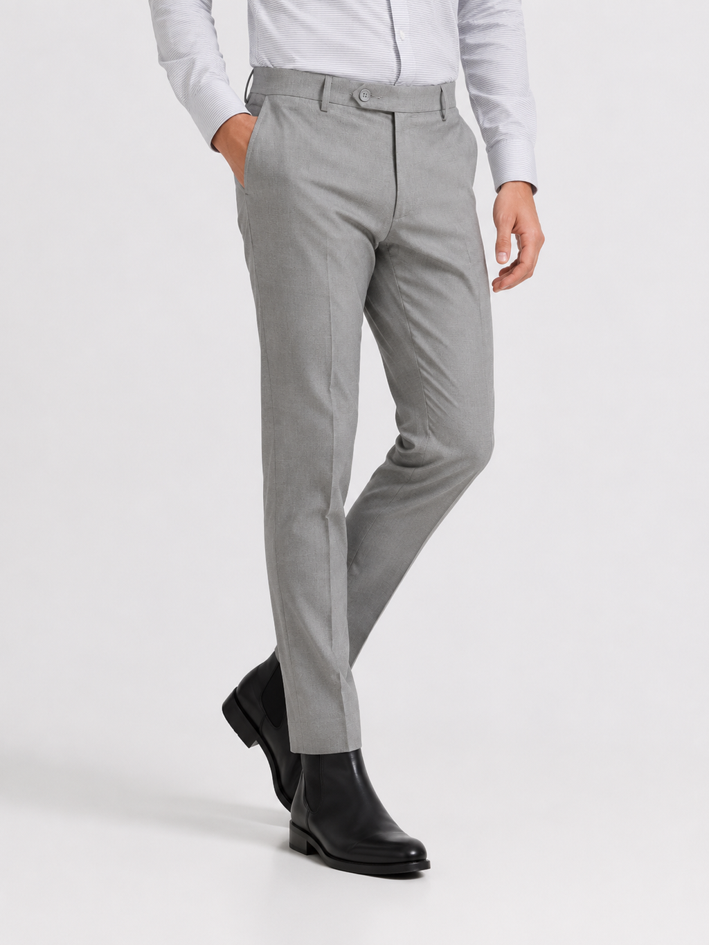 Cement Grey 4-Way Stretch Formal Trouser