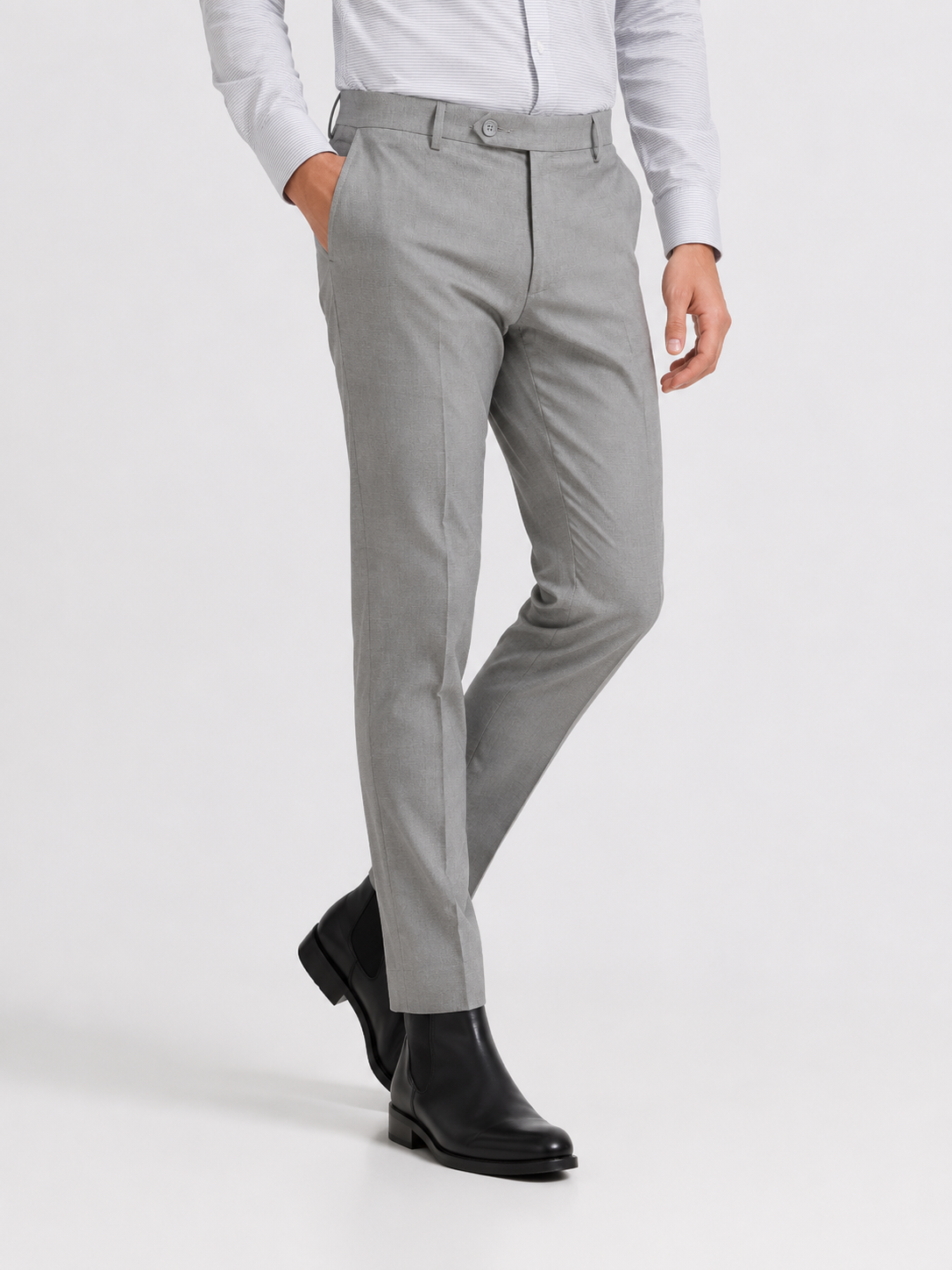 Cement Grey 4-Way Stretch Formal Trouser