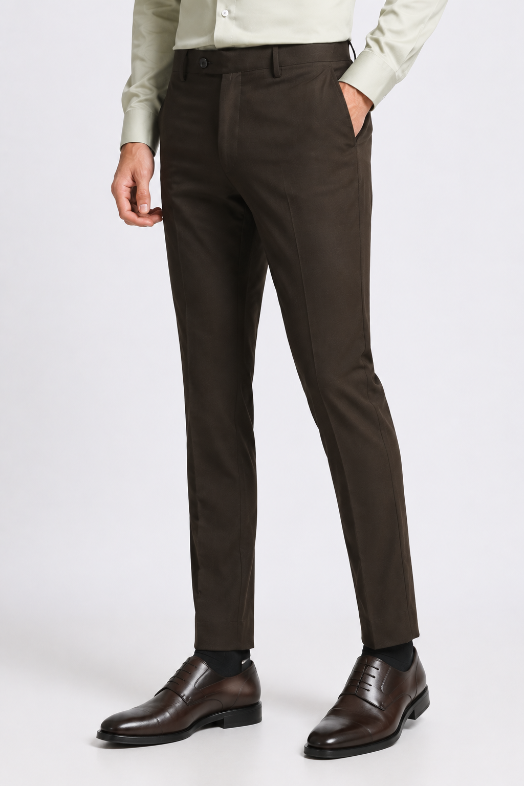 Brown 4-Way Stretch Formal Trouser