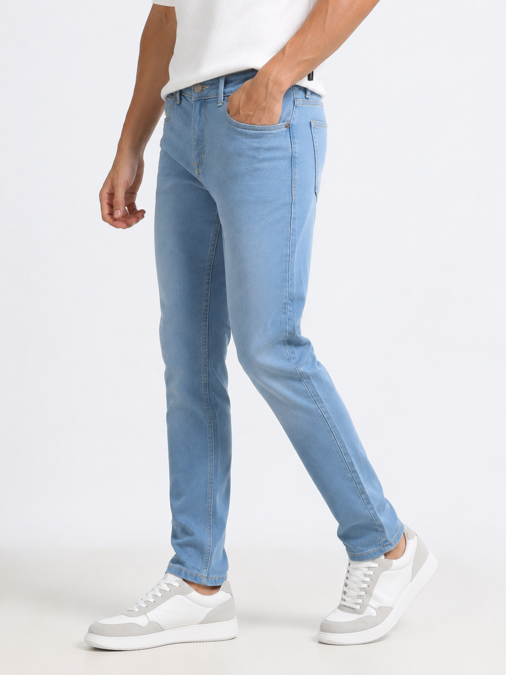 Powder Blue Wash Slim Fit Denim