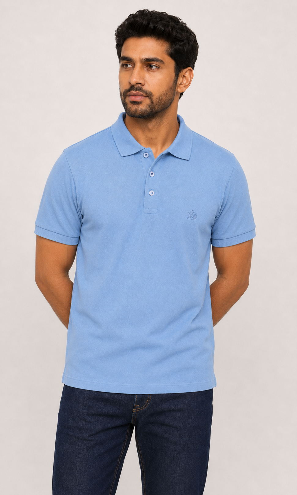 Skyline Blue Premium Piqué Polo T-Shirt