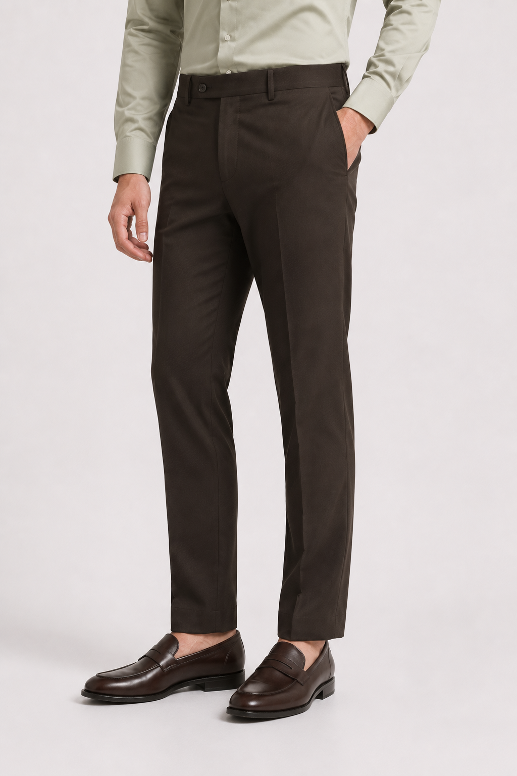 Coffee Brown 4-Way Stretch Formal Trouser