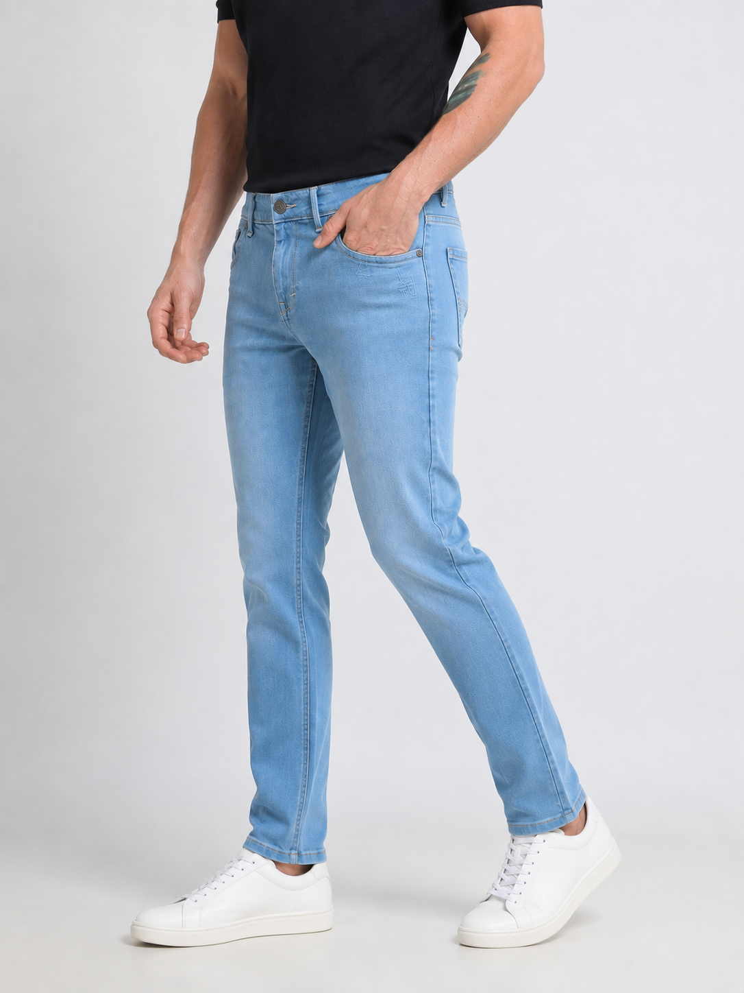 Sky Blue Washed Slim Fit Denim