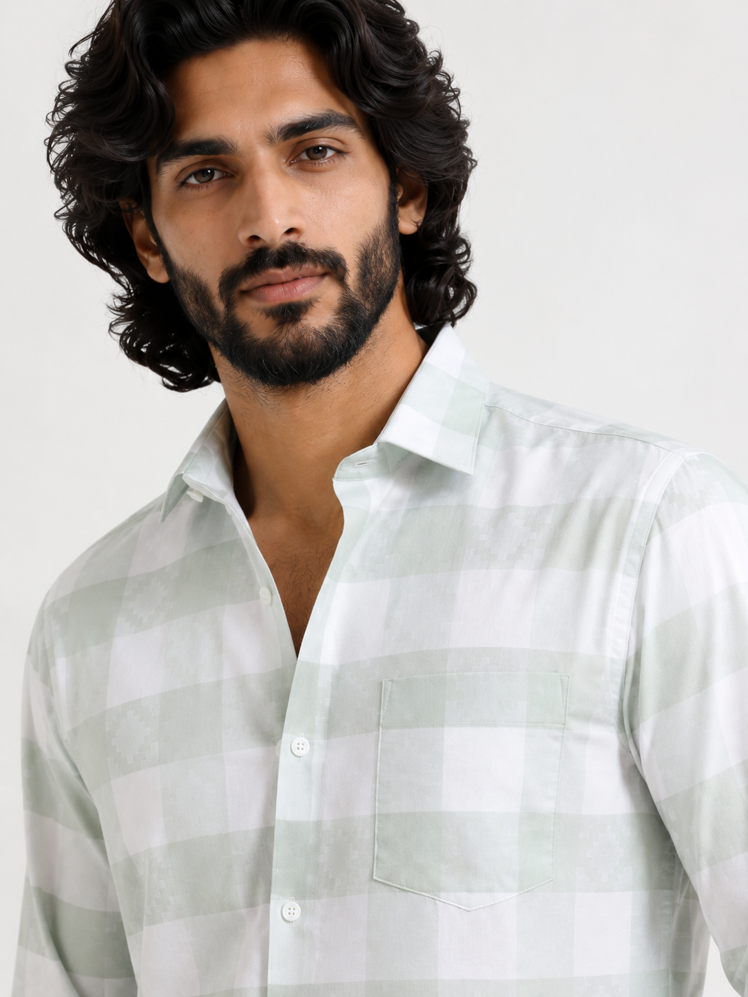 Pistachio Check Artisan Jacquard Shirt