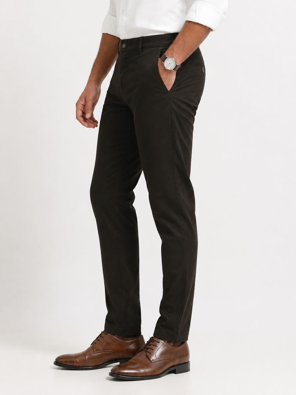 Dark Olive Brown Dobby Trouser