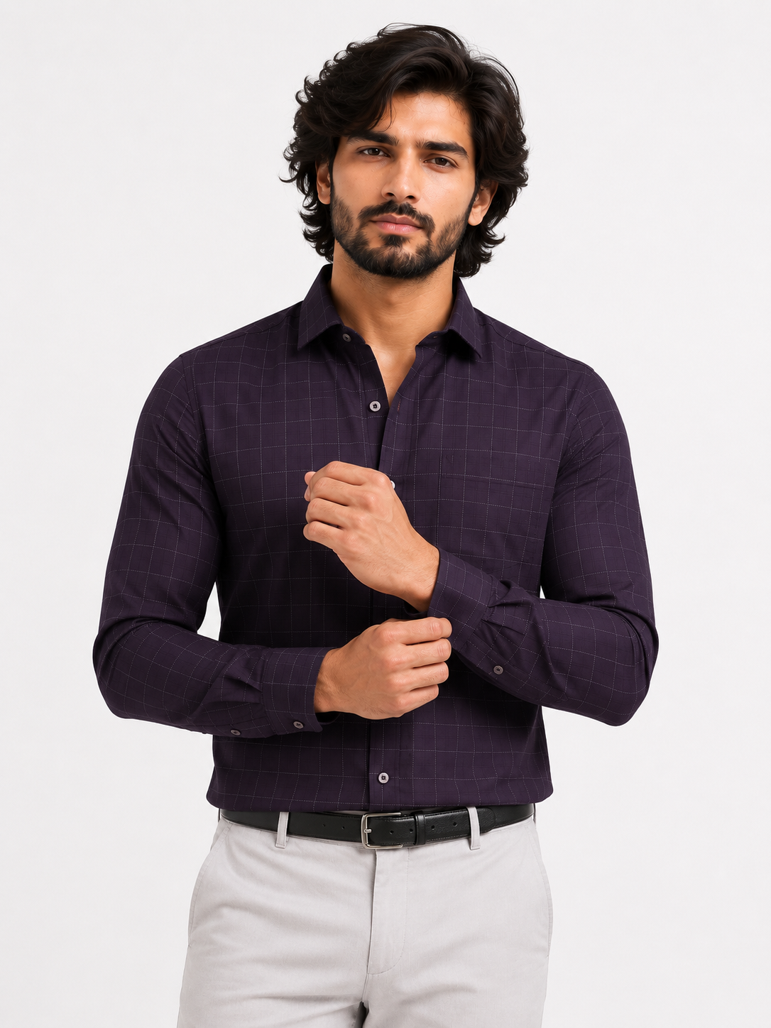 Aubergine Tectonic Jacquard Shirt