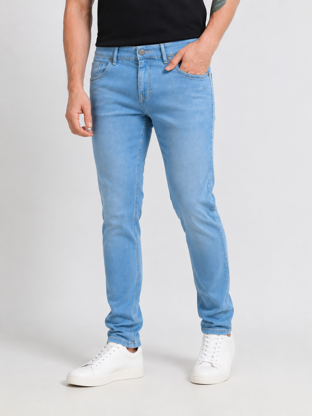 Sky Blue Washed Slim Fit Denim