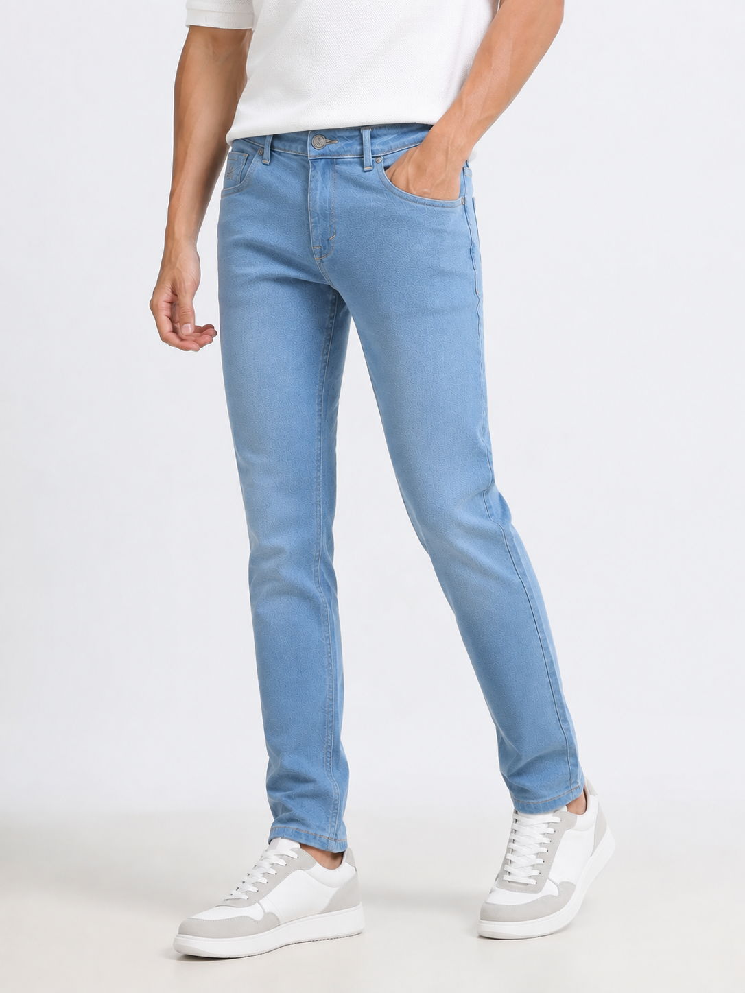Powder Blue Wash Slim Fit Denim