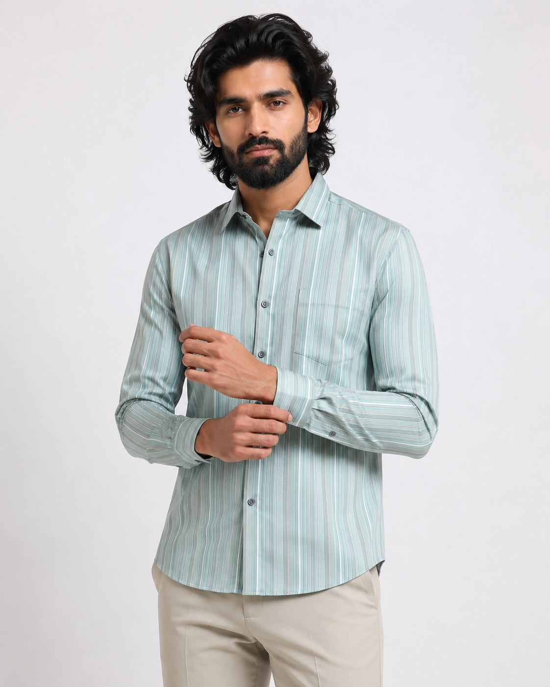 Glacier Olive Jacquard Artisan Shirt