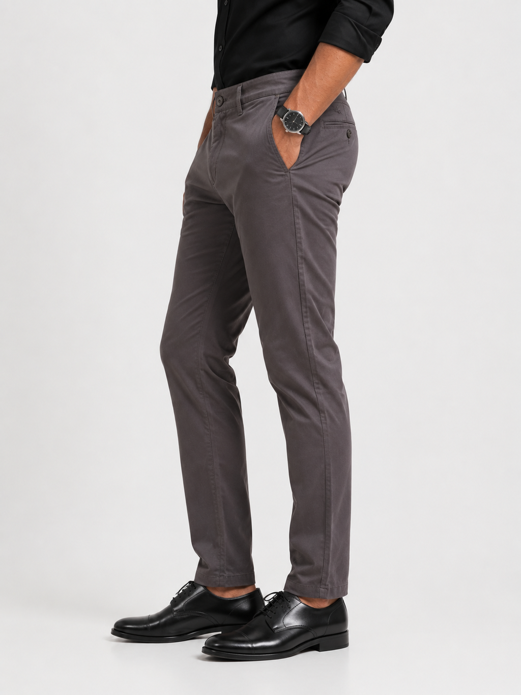 Cement Grey Cotton Trouser